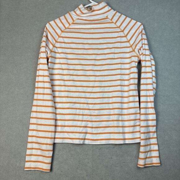 Tommy Hilfiger Shirt Women’s Large Yellow Crest Striped L/S Mock Turtleneck Fall - Picture 7 of 8